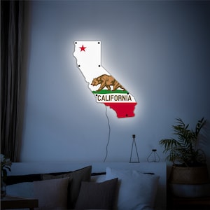 State of California light up sign, California Flag, Cali, Night light, abstract, gift, dorm room, Cool Sign, LED, Neon Sign, Neon Light