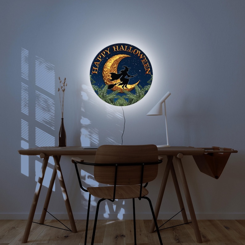 Natervark Sign Halloween 2026 LED, Sign, Nightlight, Witch Light, Witch Sign, Happy ...