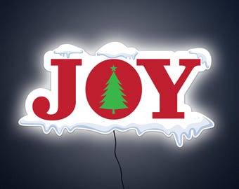 Joy LED Sign: Holiday Cheer with Christmas Tree