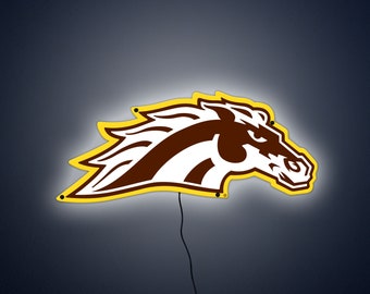 Western Michigan Bronco Wall Art, Light up, WMU, LED, Night light, gift, dorm room, Sport Sign, College Wall Art, Fan Cave, Garage