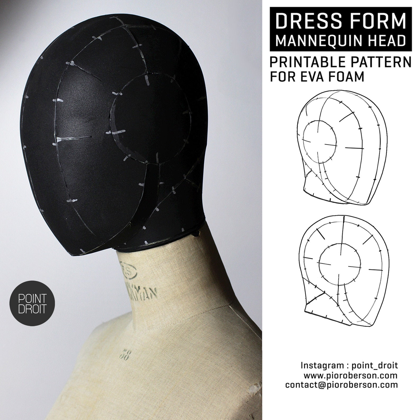 DIY Dress Form Mannequin Head Digital Pattern Etsy