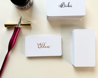 Plaatskaarten bruiloft, naamkaarten bruiloft, blanco plaatskaarten, plaatskaarten kalligrafie, platte plaatskaarten