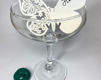 Butterfly place cards, Butterfly wedding decor, Butterfly name cards, Butterflies escort cards, Wedding place setting, Wedding glass cards