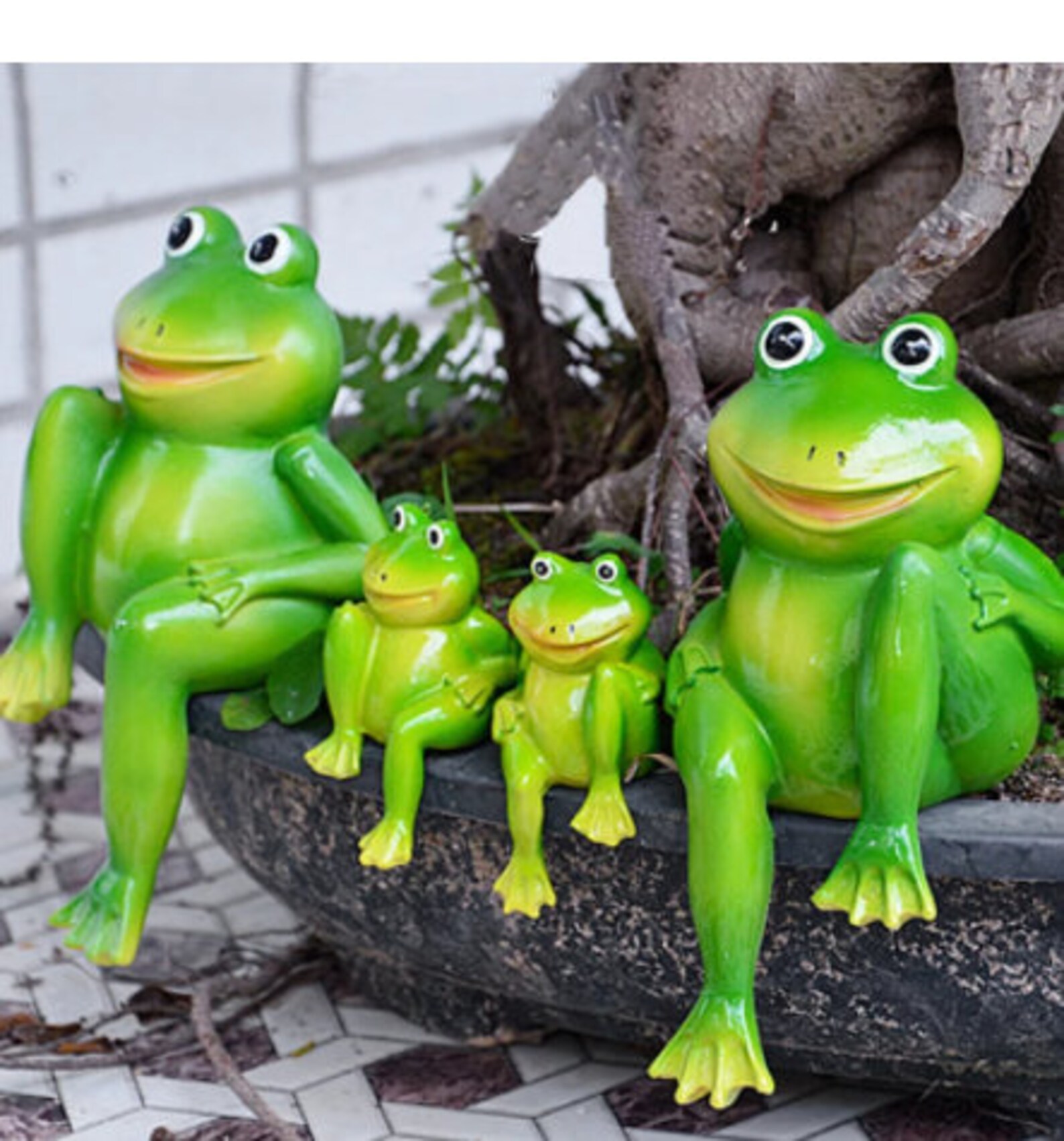 2pcs / set linda resina sentado ranas estatua jardín al aire | Etsy