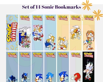 Set of 14 Sonic digital bookmarks to Download and print - Silhouette, Cricut, print and cut