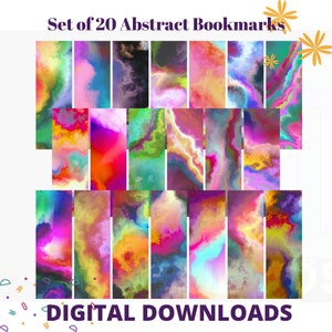 Set of 20 Abstract digital bookmarks to Download and print - Silhouette, Cricut, print and cut