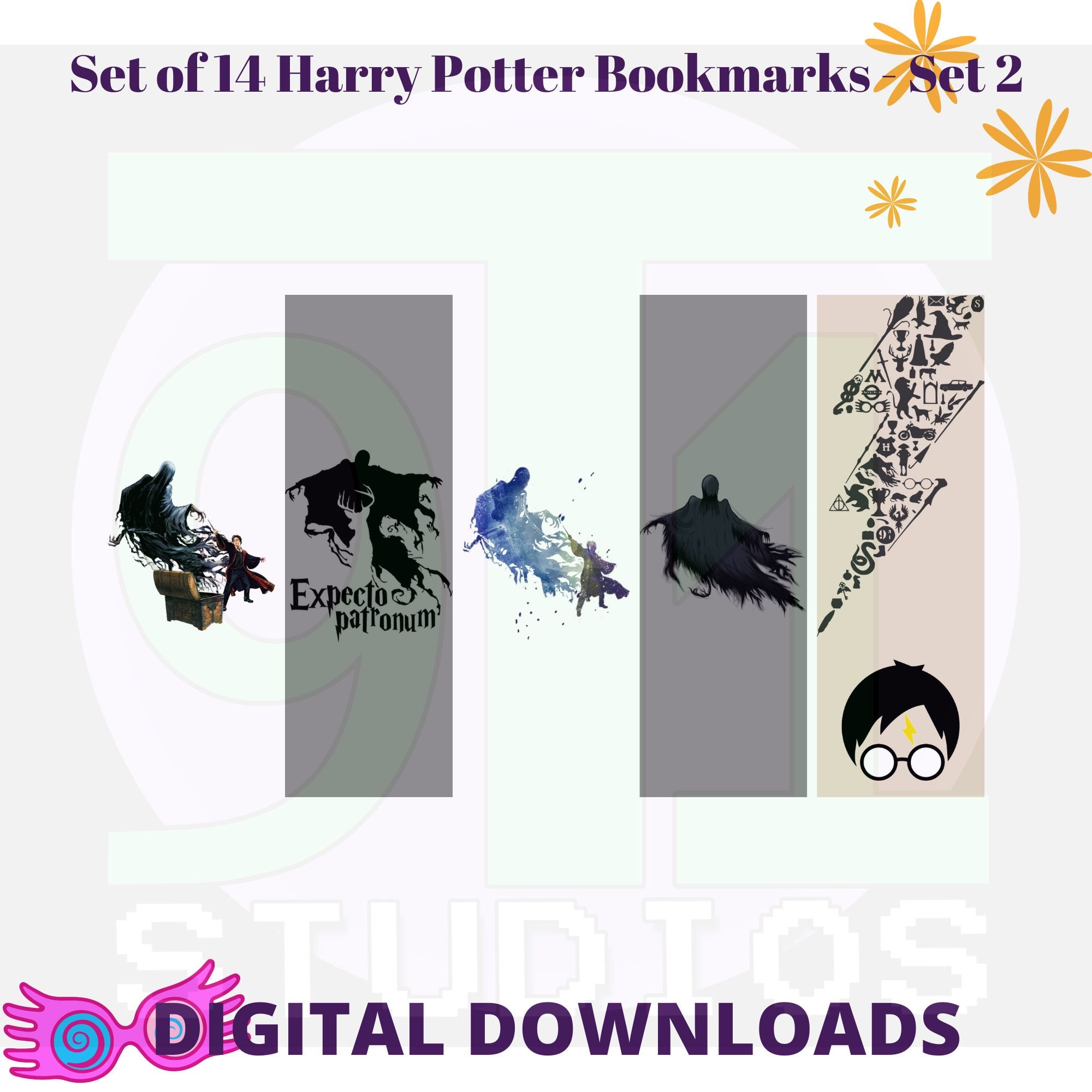 Set of 14 HP Digital Bookmarks to Download and Print Silhouette, Cricut
