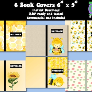 6 Bee Themed Book Covers, 6&#39; x 9&#39;, KDP tested and ready