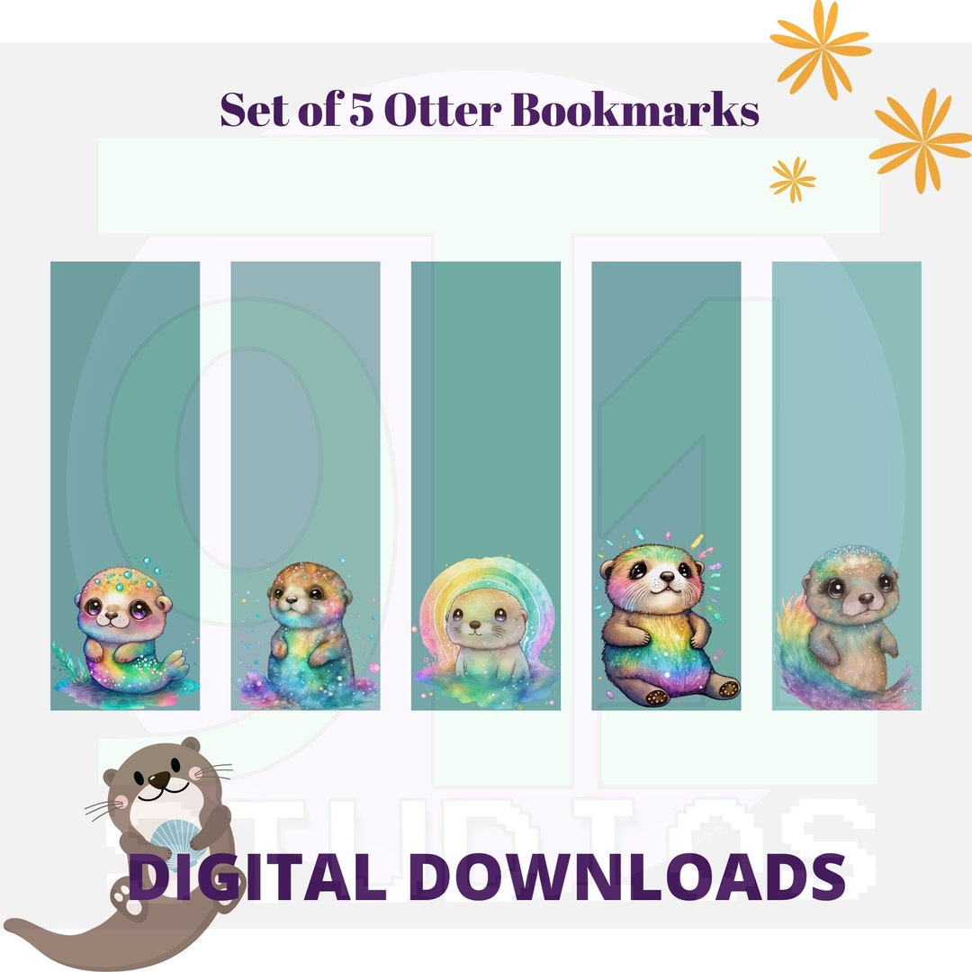 Set of 5 Otter Digital Bookmarks to Download and Print - Silhouette ...