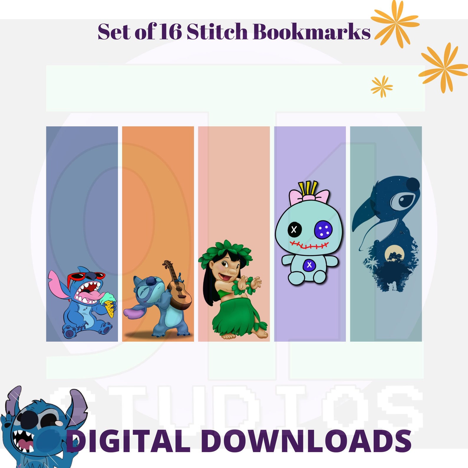 Set of 16 Stitch Digital Bookmarks to Download and Print - Etsy