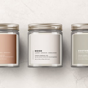Printable Candle Label Template, Modern Candle Label Design, Editable Candle Labels, Minimalist Custom Candle Branding, Candle Jar Label Dd