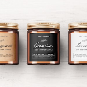 Printable Candle Label Template Canva, Rustic Candle Label Design, Editable Custom Candle Jar Label, Apothecary Style Candle Branding Gg