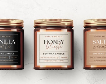 Printable Candle Label Template Canva, Editable Modern Candle Label Design, Custom Candle Branding Label, Candle Jar Label Sticker Layout Ab