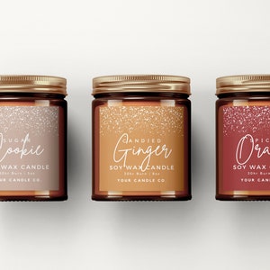 Printable Christmas Candle Labels Template Canva, Modern Holiday Candle Label Design, Editable Festive Candle Jar Label, DIY Candle Label Sn