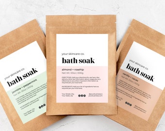 Pouch Label Template Canva, Editable Stand Up Pouch Bath Salt Label Design, Body Product Pouch Label Printable, Product Packaging Label Sa