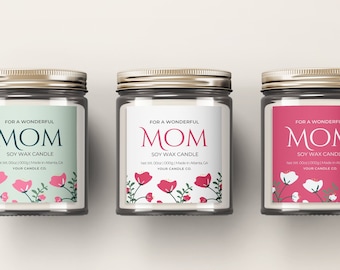 Mothers Day Candle Label Template Canva, Editable Candle Label Design, Printable Moms Day Candle Label, Custom DIY Candle Jar Label Template