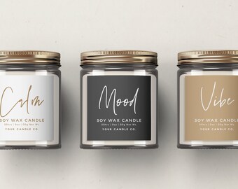 Printable Candle Label Template Canva, Editable Modern Candle Label Design, Custom Candle Jar Label Sticker, Customisable Candle Branding