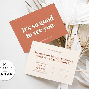 Editable Business Thank You Card Canva, Small Business Thank You For Your Order Printable Postcard Template, Etsy Shop Package Order Insert