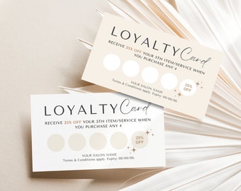 Loyalty Card Template Canva, Printable Customer Loyalty Card Hair
