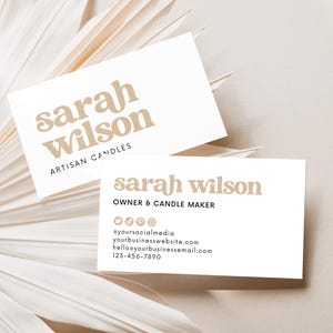 Printable Business Card Template Canva, DIY Modern Business Card, Editable Small Business Card Design Feminine, Custom Business Card Hh afbeelding 2