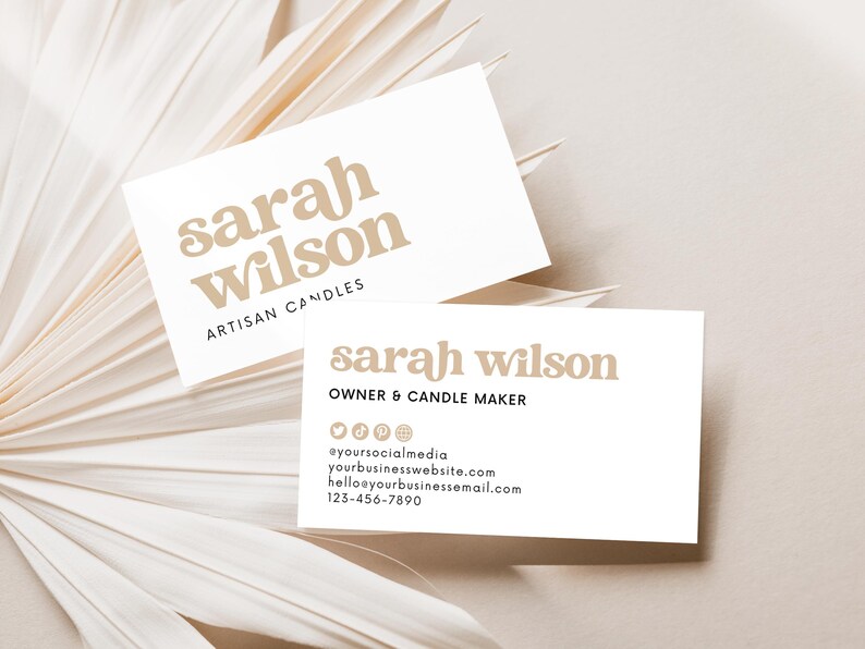 Printable Business Card Template Canva, DIY Modern Business Card, Editable Small Business Card Design Feminine, Custom Business Card Hh afbeelding 2