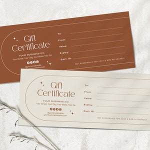 Gift Certificate Template Canva, Printable Boho Gift Coupon Voucher Salon Spa, Editable DIY Gift Card Design Small Business Template Ee