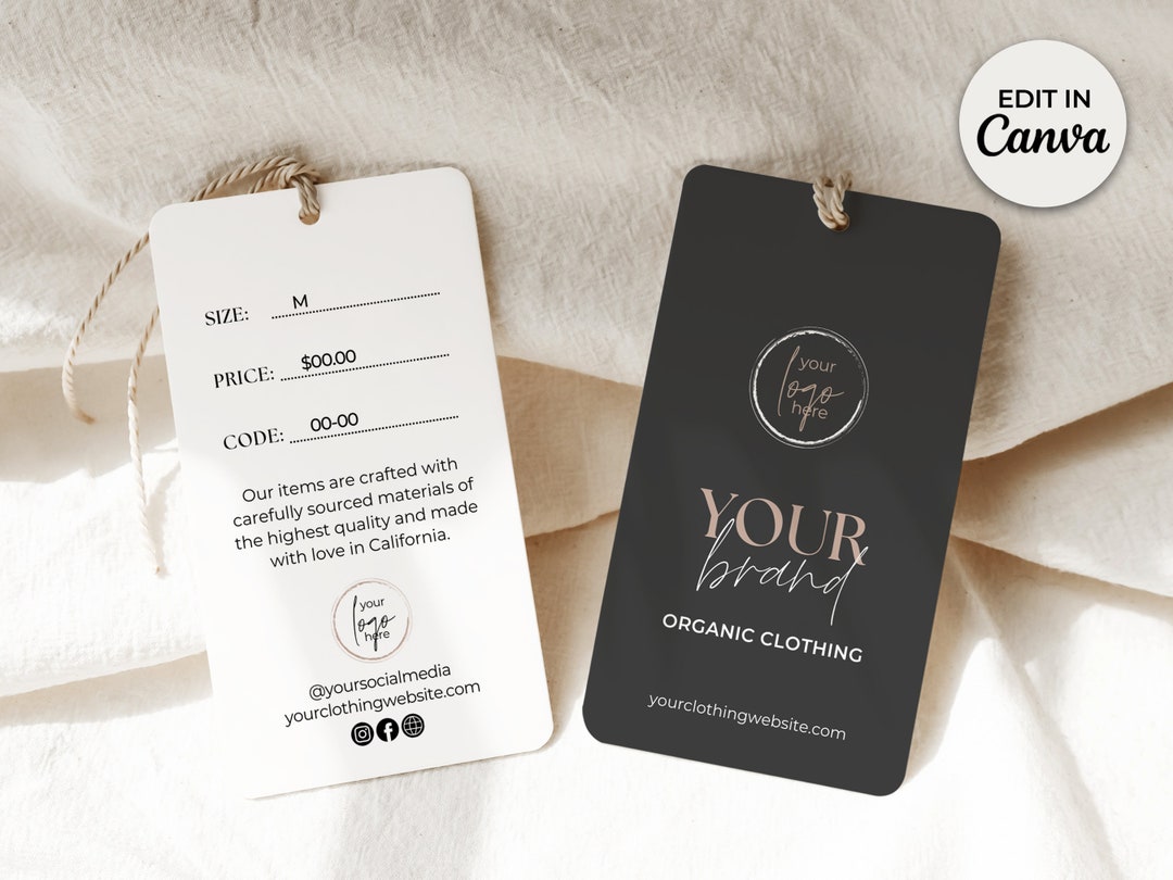 Printable Clothing Hang Tags Template Canva, Modern Clothing Tag Design ...