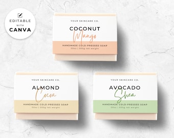 Editable Soap Label Template Canva, Soap Band Template, Soap Bar Labels ...