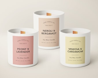 Modern Candle Label Template, DIY Candle Branding (Canva Editable, Digital Download)