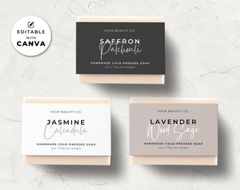 Editable Soap Bar Label Template Canva, Printable Soap Label Design, DIY Custom Soap Bar Wrapper, Soap Belly Band Sleeve, Soap Branding