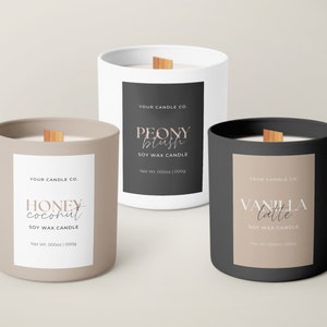 Candle Label Template Canva, Printable Modern Candle Label Design, Candle Branding Labels, Custom Vertical Label Template Editable Aa