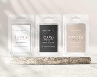 Wax Melt Label Template Editable in Canva, Custom Wax Melt Label Template, Printable DIY Wax Tart Label Design, Wax Melt Sticker Label  Aa
