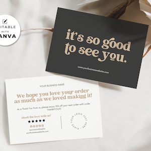 Business Thank You Card Template Canva, Printable Modern Retro Thank You Card Business, Editable Etsy Order Thank You Package Card Insert Hh