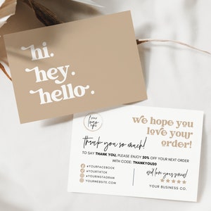 Business Thank You Card Template Canva, Printable Order Thank You Card Business, Editable Thanks for Your Purchase Package Insert Card Hh