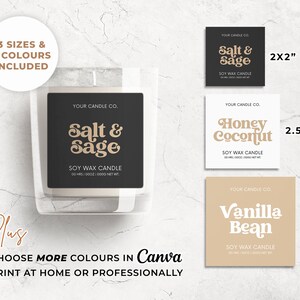 Editable Candle Label Template + Candle Care Card with Icons, 2 Canva Template Designs (Printable) Hh image 4