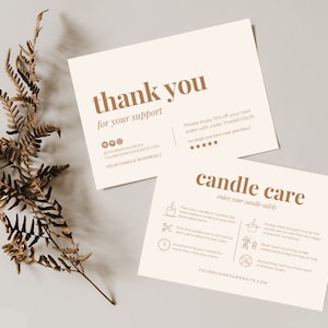 Printable Candle Care Card Template Canva, Candle Business Thank You for your Purchase, Candle Care Thank You, Editable Care Instructions