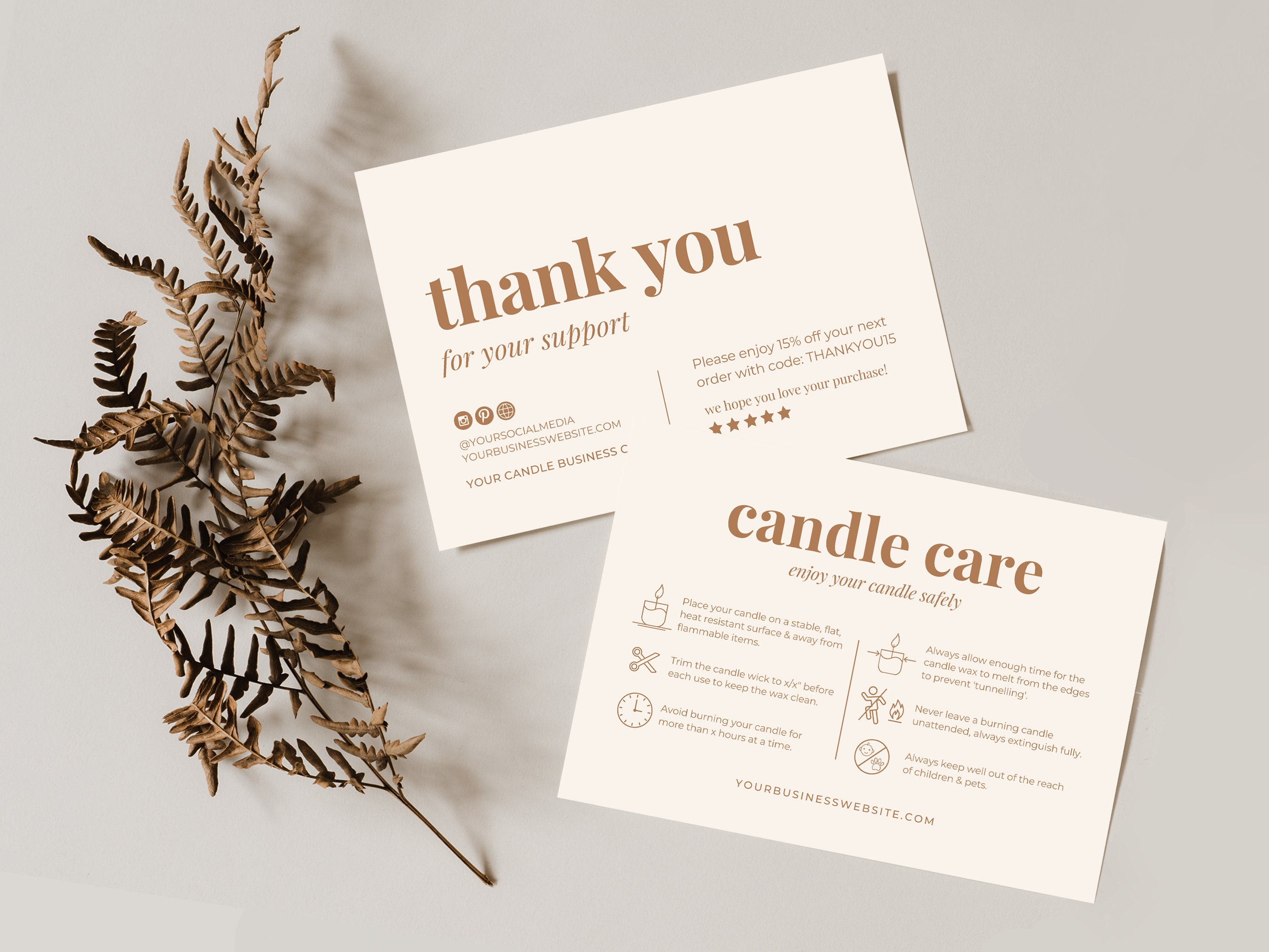 Printable Candle Care Card Template Canva Candle Business Etsy UK
