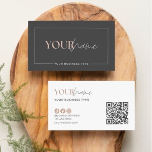 Business Card Template Canva QR Code, Printable Modern Business Card, Small Business Card Template, Custom Business Card Design Editable Aa