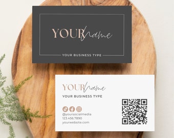 Business Card Template Canva QR Code, Printable Modern Business Card, Small Business Card Template, Custom Business Card Design Editable Aa