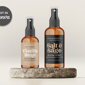 Editable Room Spray Label Template Canva, Linen Spray Bottle Label Templates 2oz 4oz, Home Fragrance or Body Product Labels Printable |Hh