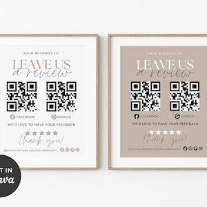 Editable Leave Us a Review Template QR Code, Printable Google Review Sign Canva, Facebook Review QR Code Small Business Request Review Aa image 3