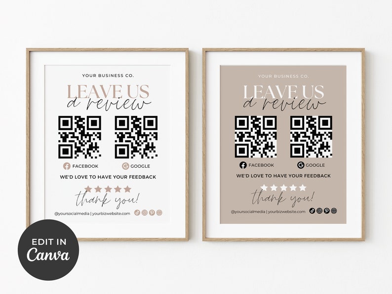 Editable Leave Us a Review Template QR Code, Printable Google Review Sign Canva, Facebook Review QR Code Small Business Request Review Aa image 3