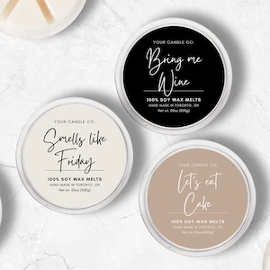 Round Wax Melt Label Template Canva, Editable Custom Wax Melt Label Design, Printable Funny Message Wax Tart Label Sticker DIY Template Ff image 1