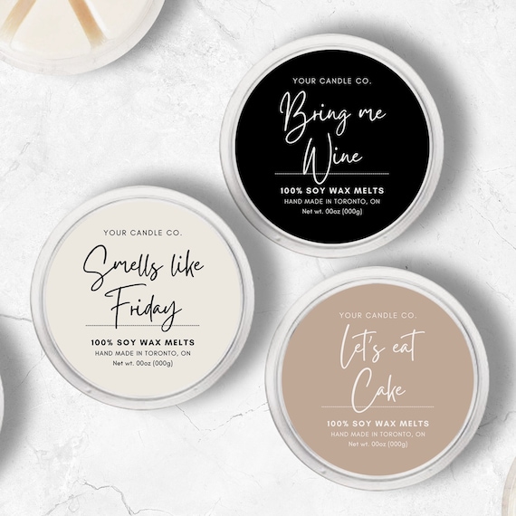 Round Wax Melt Label Template Canva, Editable Custom Wax Melt Label Design, Printable Funny Message Wax Tart Label Sticker DIY Template Ff