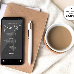 Editable Salon Price List Template, Canva Beauty Pricing Sheet Instagram, 3 Sizes (Digital Download) image 4