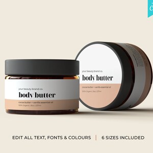 Printable Body Butter Label Template, Editable Cosmetic Body Product ...