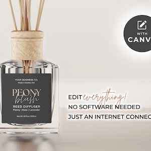 Reed Diffuser Bottle Label Template Canva, Editable Room Fragrance ...