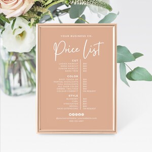 Editable Salon Price List Template, Canva Beauty Pricing Sheet Instagram, 3 Sizes (Digital Download) image 5