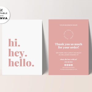 Editable Business Thank You Card Template, Thank You For Your Purchase Card, Editable in Canva Customer Thank You Package Order Insert