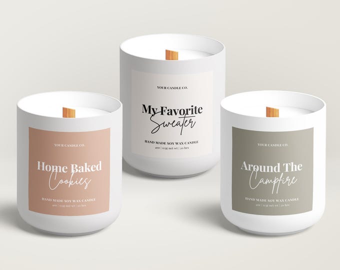 Editable Candle Label Template Canva, Modern Candle Label Design ...